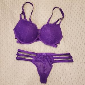 VS Push-Up Purple Lace Bra & Matching Panties 💜